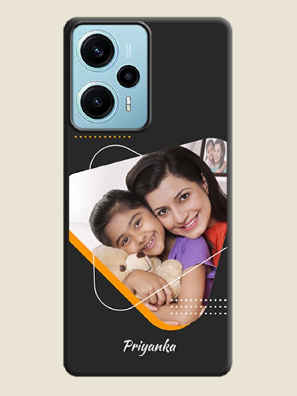 Custom Yellow Triangle on Photo On Space Black Custom Soft Matte Mobile Back Cover - Poco F5