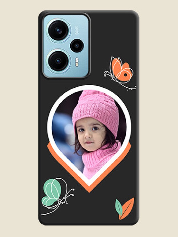 Custom Upload Pic With Simple Butterly Design On Space Black Custom Soft Matte Mobile Back Cover - Poco F5