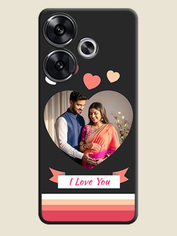 Custom Love Shaped Photo with Colorful Stripes On Space Black Custom Soft Matte Mobile Back Cover - Poco F6 5G