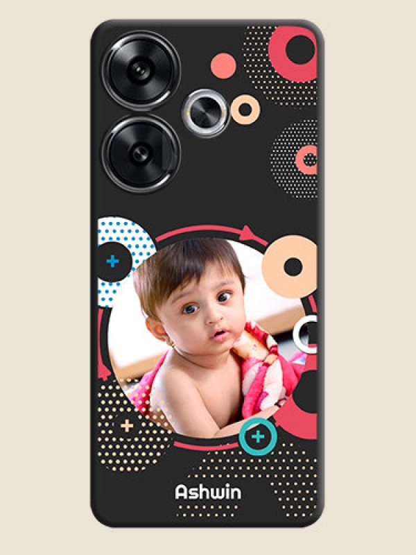 Custom Multicoloured Round Image On Space Black Custom Soft Matte Mobile Back Cover - Poco F6 5G