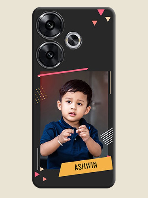 Custom Photo Frame with Triangle Small Dots on Photo On Space Black Custom Soft Matte Mobile Back Cover - Poco F6 5G