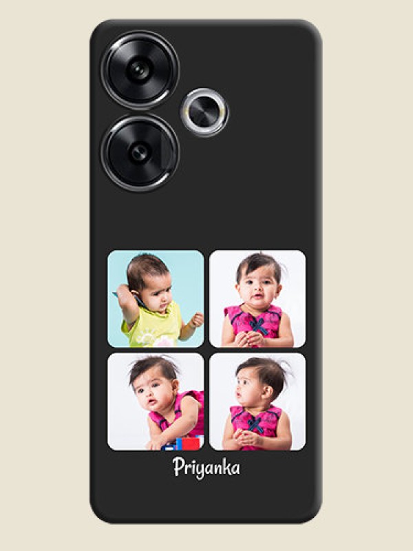 Custom Floral Art with 6 Image Holder on Photo On Space Black Custom Soft Matte Mobile Back Cover - Poco F6 5G