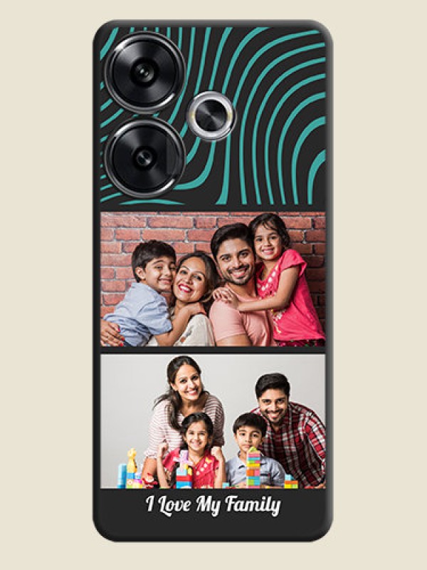 Custom Wave Pattern with 2 Image Holder On Space Black Custom Soft Matte Mobile Back Cover - Poco F6 5G