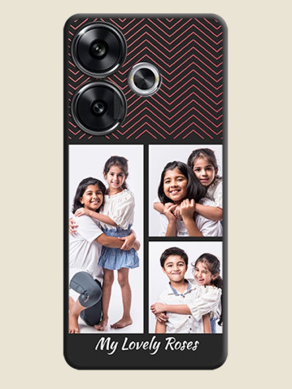 Custom Wave Pattern with 3 Image Holder On Space Black Custom Soft Matte Mobile Back Cover - Poco F6 5G