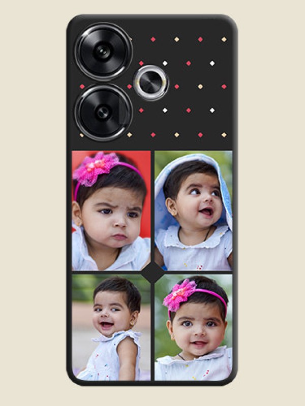 Custom Multicolor Dotted Pattern with 4 Image Holder On Space Black Custom Soft Matte Mobile Back Cover - Poco F6 5G
