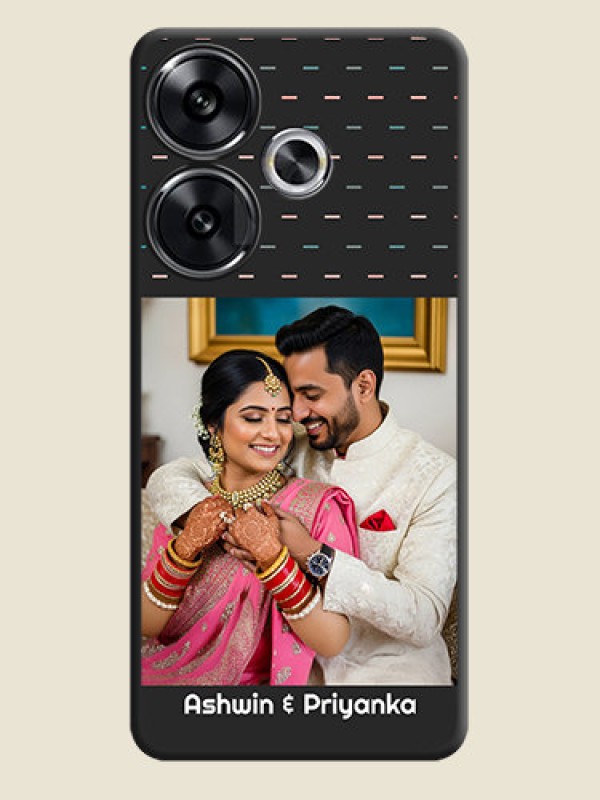 Custom Line Pattern Design with Text On Space Black Custom Soft Matte Mobile Back Cover - Poco F6 5G