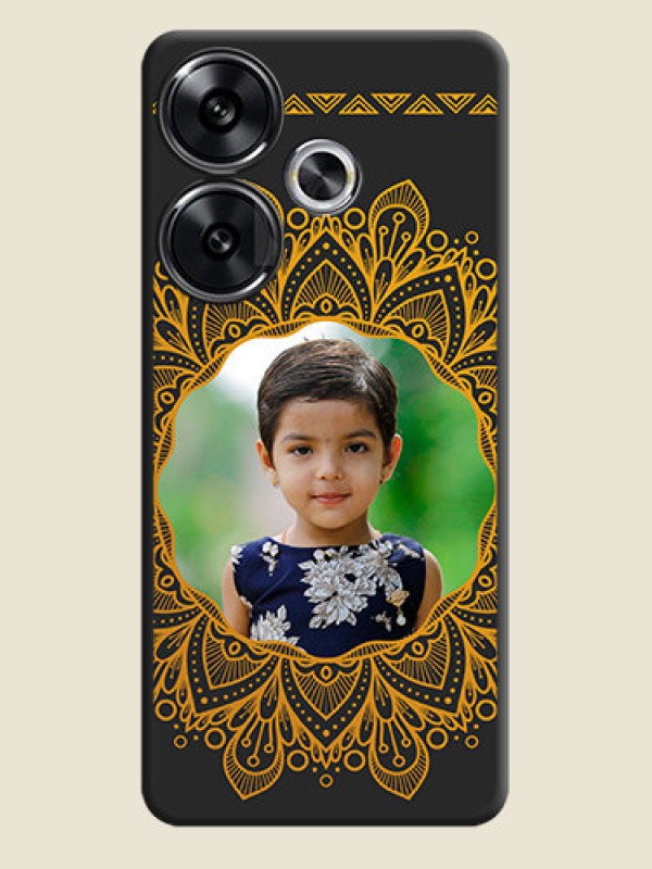 Custom Round Image with Floral Design On Space Black Custom Soft Matte Mobile Back Cover - Poco F6 5G
