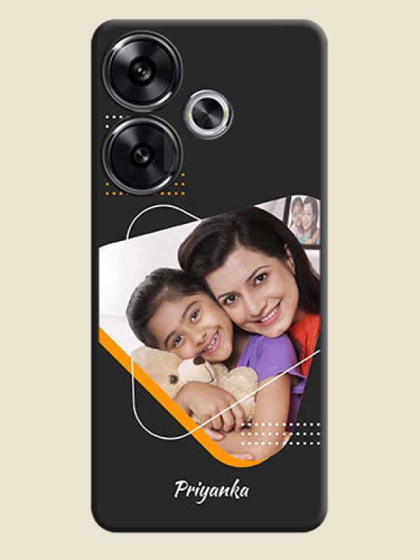 Custom Yellow Triangle on Photo On Space Black Custom Soft Matte Mobile Back Cover - Poco F6 5G