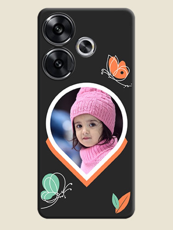 Custom Upload Pic With Simple Butterly Design On Space Black Custom Soft Matte Mobile Back Cover - Poco F6 5G