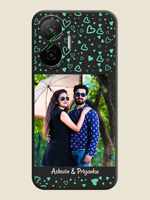 Custom Sea Green Indefinite Love Pattern on Photo On Space Black Custom Soft Matte Mobile Back Cover - Poco F7 5G