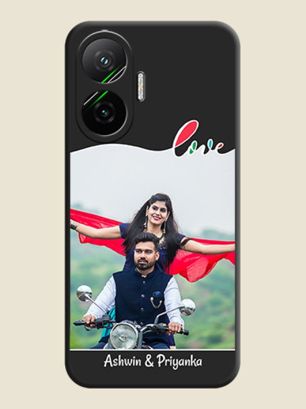 Custom Fall in Love Pattern with Picture on Photo On Space Black Custom Soft Matte Mobile Back Cover - Poco F7 5G