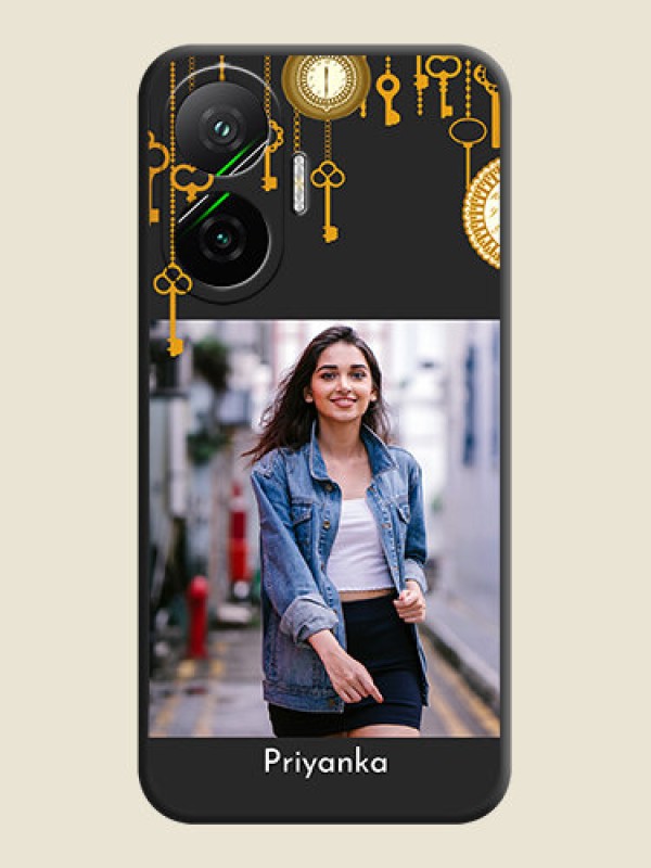 Custom Decorative Design with Text On Space Black Custom Soft Matte Mobile Back Cover - Poco F7 5G