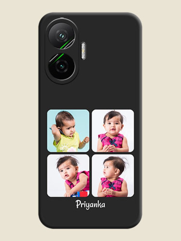 Custom Floral Art with 6 Image Holder on Photo On Space Black Custom Soft Matte Mobile Back Cover - Poco F7 5G