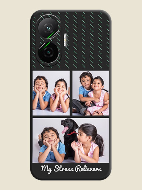 Custom Cross Dotted Pattern with 2 Image Holder On Space Black Custom Soft Matte Mobile Back Cover - Poco F7 5G