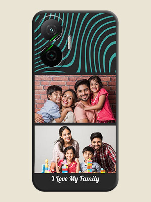 Custom Wave Pattern with 2 Image Holder On Space Black Custom Soft Matte Mobile Back Cover - Poco F7 5G