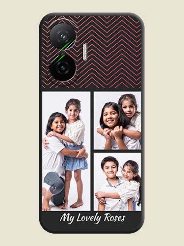 Custom Wave Pattern with 3 Image Holder On Space Black Custom Soft Matte Mobile Back Cover - Poco F7 5G