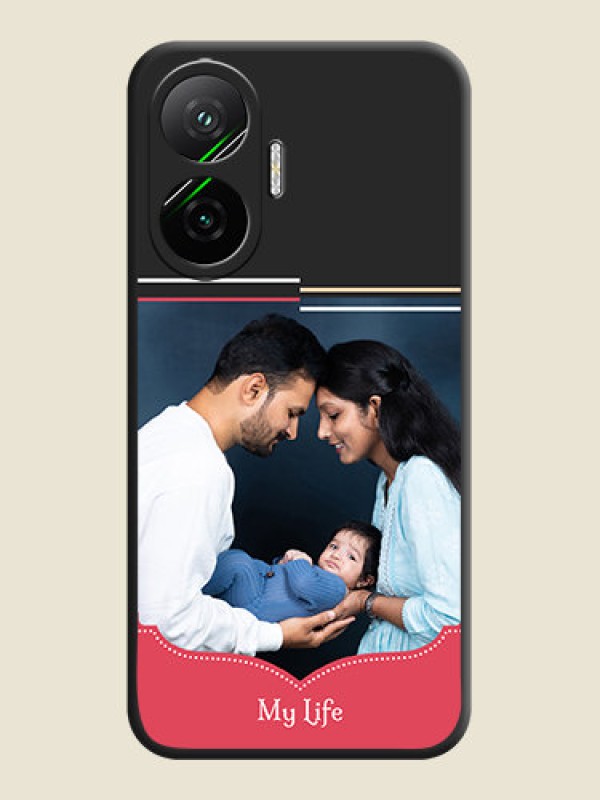 Custom Classic Plain Design with Name On Space Black Custom Soft Matte Mobile Back Cover - Poco F7 5G