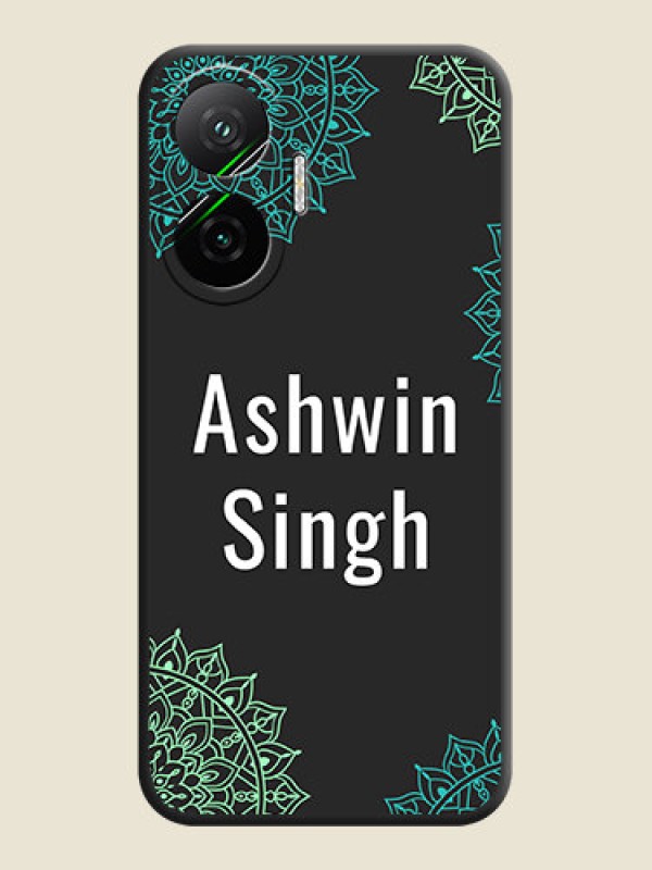 Custom Your Name with Floral Design On Space Black Custom Soft Matte Mobile Back Cover - Poco F7 5G