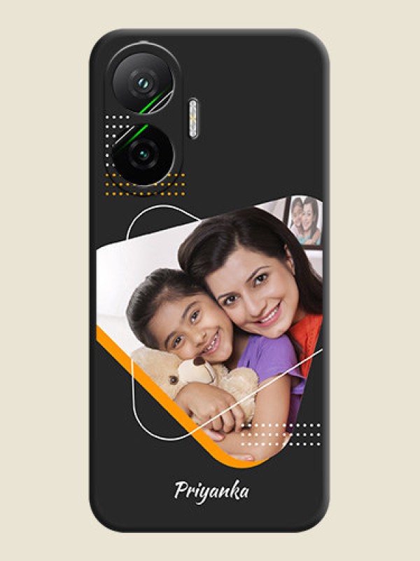Custom Yellow Triangle on Photo On Space Black Custom Soft Matte Mobile Back Cover - Poco F7 5G