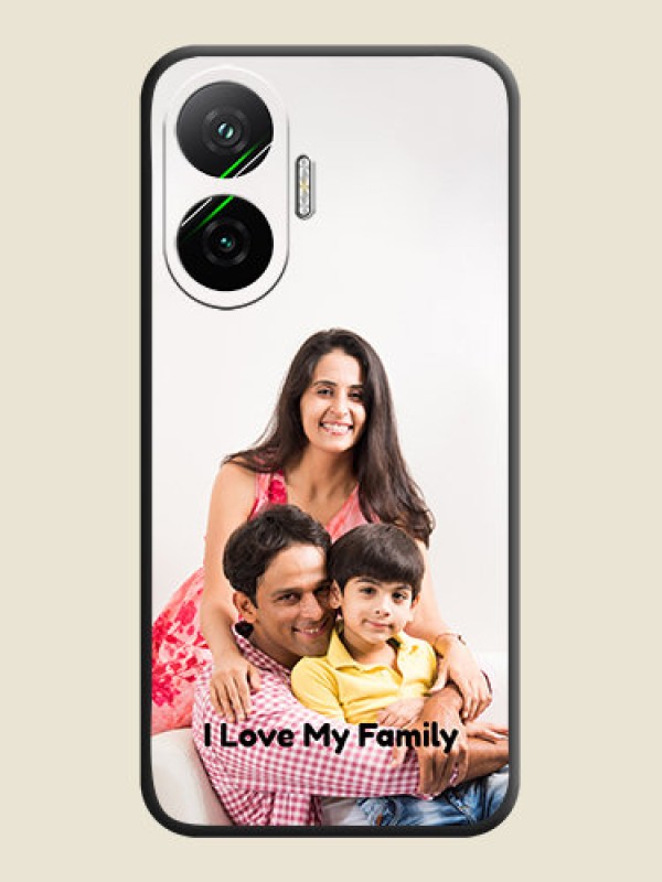 Custom Full Single Pic Upload With Text On Space Black Custom Soft Matte Mobile Back Cover - Poco F7 5G