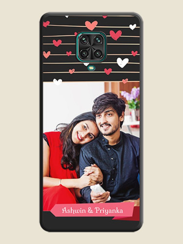 Custom Love Pattern with Name on Pink Ribbon  on Photo on Space Black Soft Matte Back Cover - Poco M2 Pro