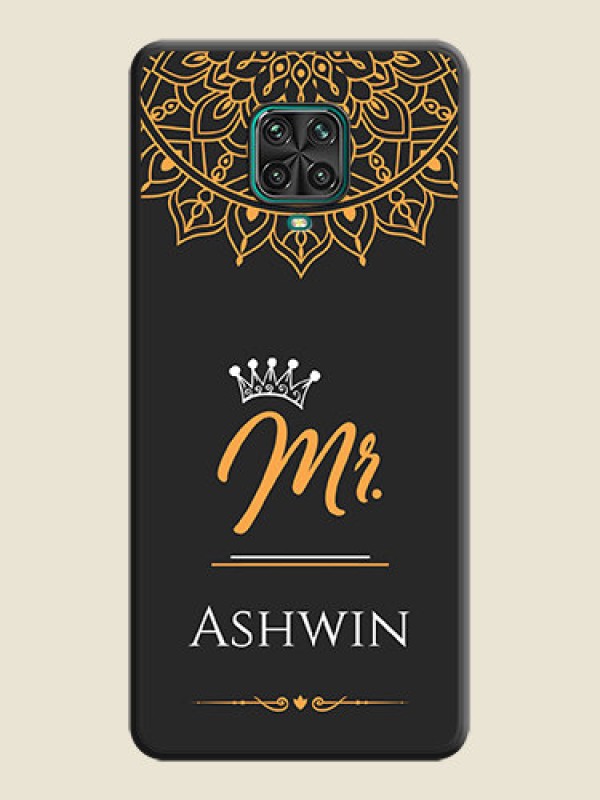 Custom Mr Name with Floral Design  on Personalised Space Black Soft Matte Cases - Poco M2 Pro