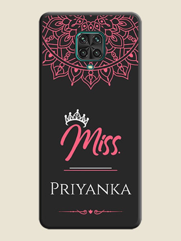 Custom Mrs Name with Floral Design on Space Black Personalized Soft Matte Phone Covers - Poco M2 Pro