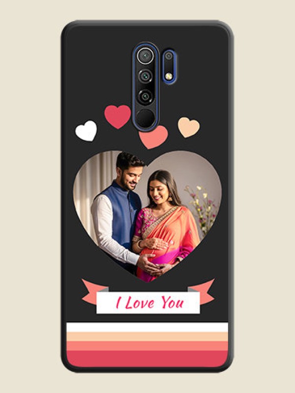 Custom Love Shaped Photo with Colorful Stripes on Personalised Space Black Soft Matte Cases - Poco M2 Reloaded