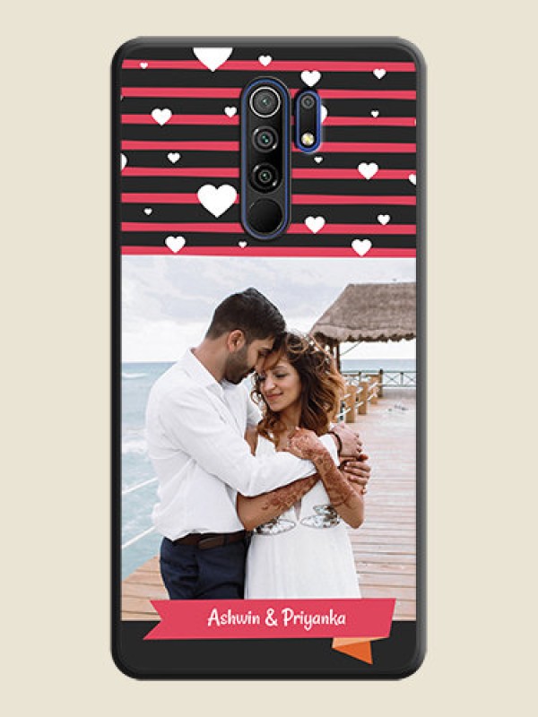 Custom White Color Love Symbols with Pink Lines Pattern on Space Black Custom Soft Matte Phone Cases - Poco M2 Reloaded