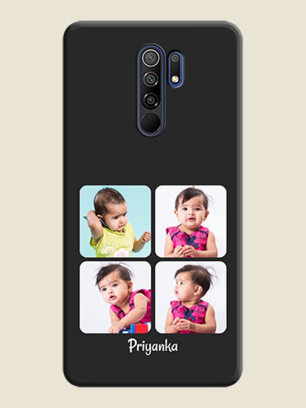 Custom Floral Art with 6 Image Holder on Photo on Space Black Soft Matte Mobile Case - Poco M2 Reloaded