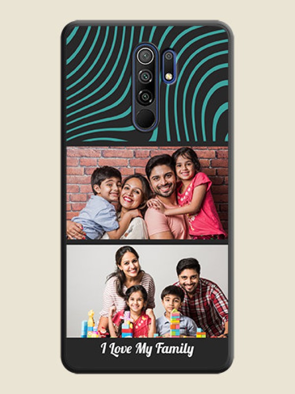 Custom Wave Pattern with 2 Image Holder on Space Black Personalized Soft Matte Phone Covers - Poco M2 Reloaded