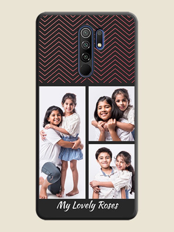 Custom Wave Pattern with 3 Image Holder on Space Black Custom Soft Matte Back Cover - Poco M2 Reloaded