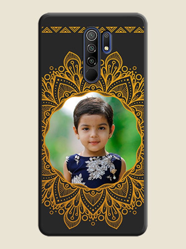Custom Round Image with Floral Design on Photo on Space Black Soft Matte Mobile Cover - Poco M2 Reloaded