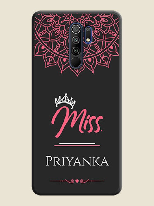 Custom Mrs Name with Floral Design on Space Black Personalized Soft Matte Phone Covers - Poco M2 Reloaded