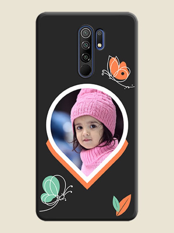 Custom Upload Pic With Simple Butterly Design On Space Black Personalized Soft Matte Phone Covers -Poco M2 Reloaded