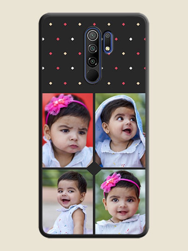 Custom Multicolor Dotted Pattern with 4 Image Holder on Space Black Custom Soft Matte Phone Cases - Poco M2