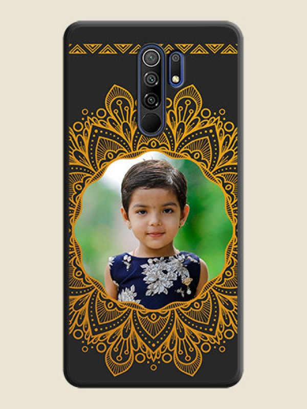 Custom Round Image with Floral Design on Photo on Space Black Soft Matte Mobile Cover - Poco M2