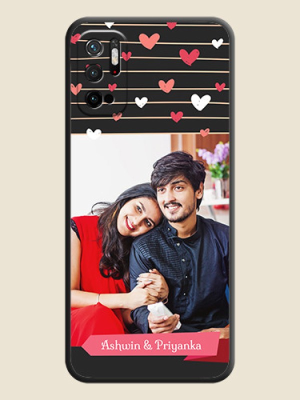 Custom Love Pattern with Name on Pink Ribbon  on Photo on Space Black Soft Matte Back Cover - Poco M3 Pro