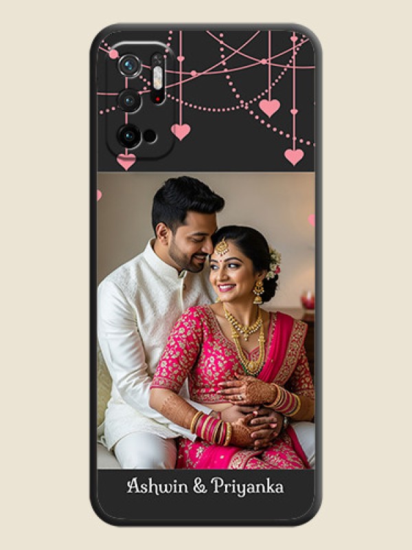 Custom Pink Love Hangings with Text on Space Black Custom Soft Matte Back Cover - Poco M3 Pro