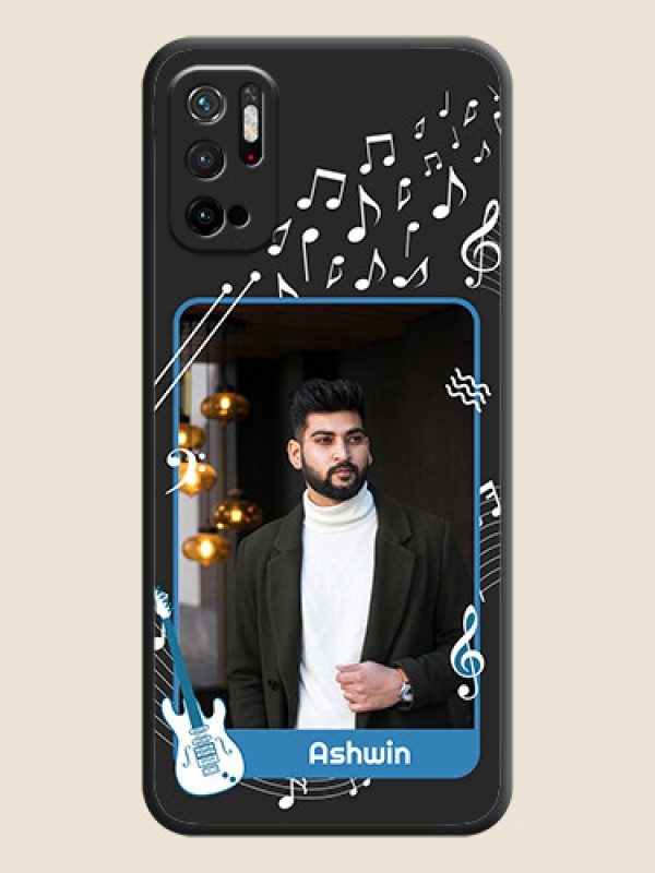 Custom Musical Theme Design with Text on Photo on Space Black Soft Matte Mobile Case - Poco M3 Pro