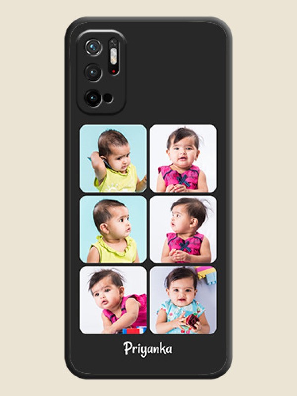 Custom Floral Art with 6 Image Holder on Photo on Space Black Soft Matte Mobile Case - Poco M3 Pro