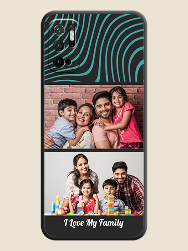 Custom Wave Pattern with 2 Image Holder on Space Black Personalized Soft Matte Phone Covers - Poco M3 Pro