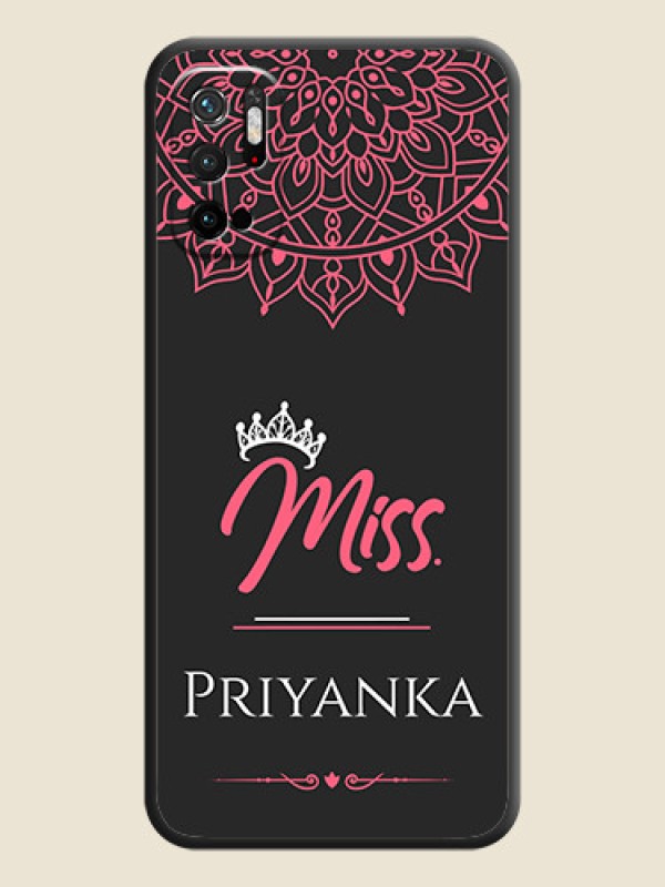 Custom Mrs Name with Floral Design on Space Black Personalized Soft Matte Phone Covers - Poco M3 Pro