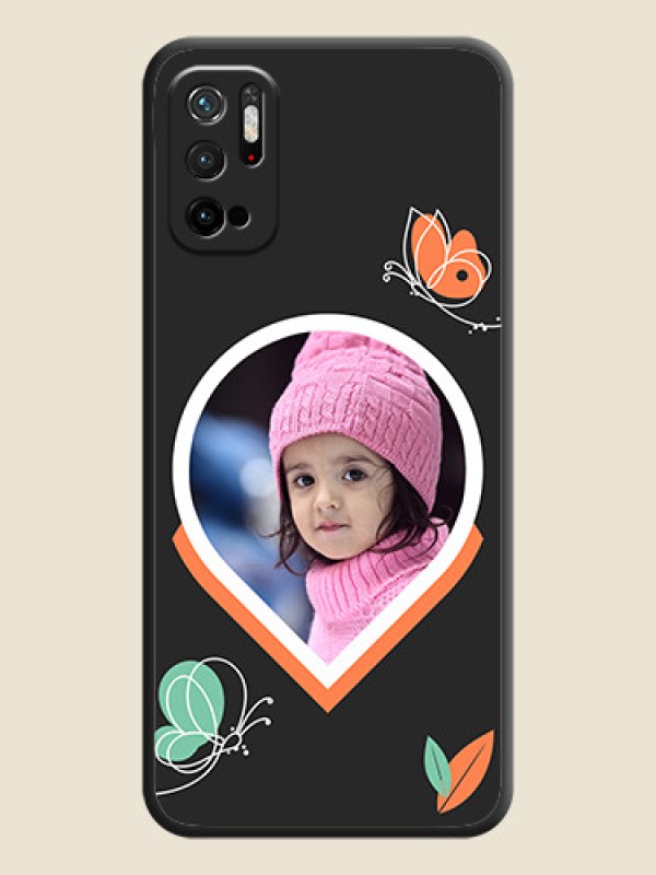 Custom Upload Pic With Simple Butterly Design On Space Black Personalized Soft Matte Phone Covers -Poco M3 Pro