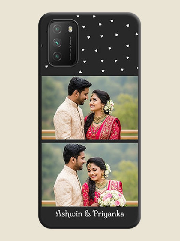 Custom Miniature Love Symbols with Name on Space Black Custom Soft Matte Back Cover - Poco M3