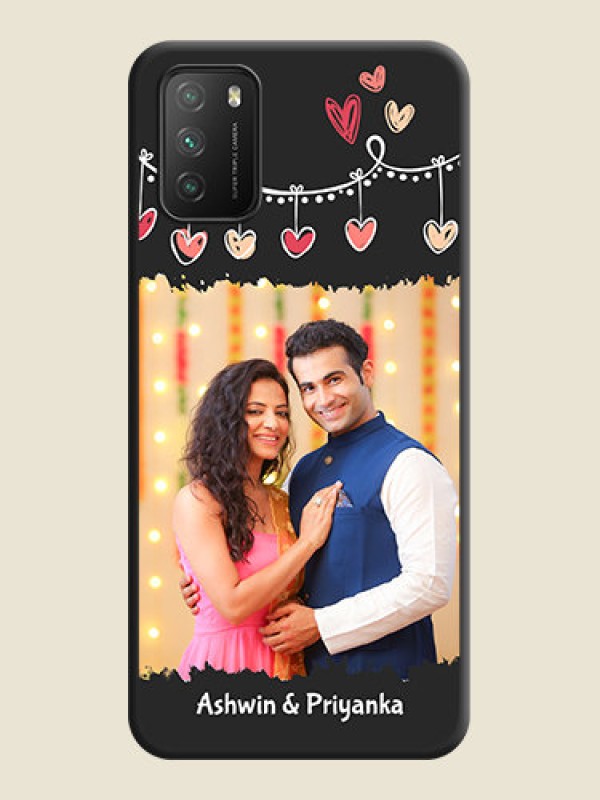 Custom Pink Love Hangings with Name on Space Black Custom Soft Matte Phone Cases - Poco M3