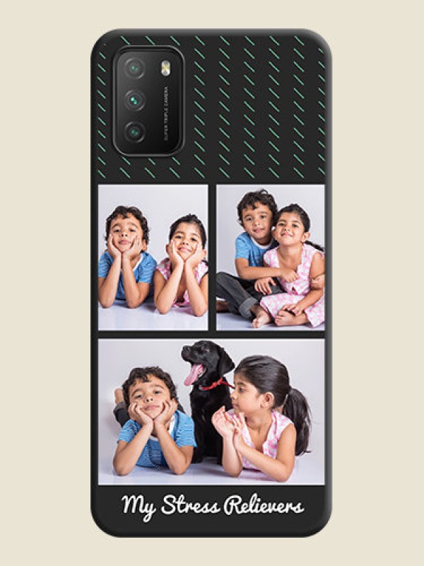 Custom Cross Dotted Pattern with 2 Image Holder  on Personalised Space Black Soft Matte Cases - Poco M3