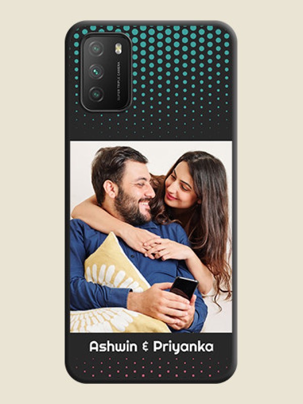 Custom Faded Dots with Grunge Photo Frame and Text on Space Black Custom Soft Matte Phone Cases - Poco M3