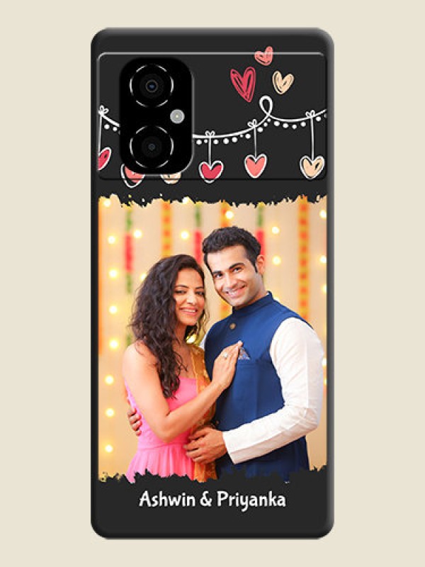 Custom Pink Love Hangings with Name on Space Black Custom Soft Matte Phone Cases - Poco M4 5G