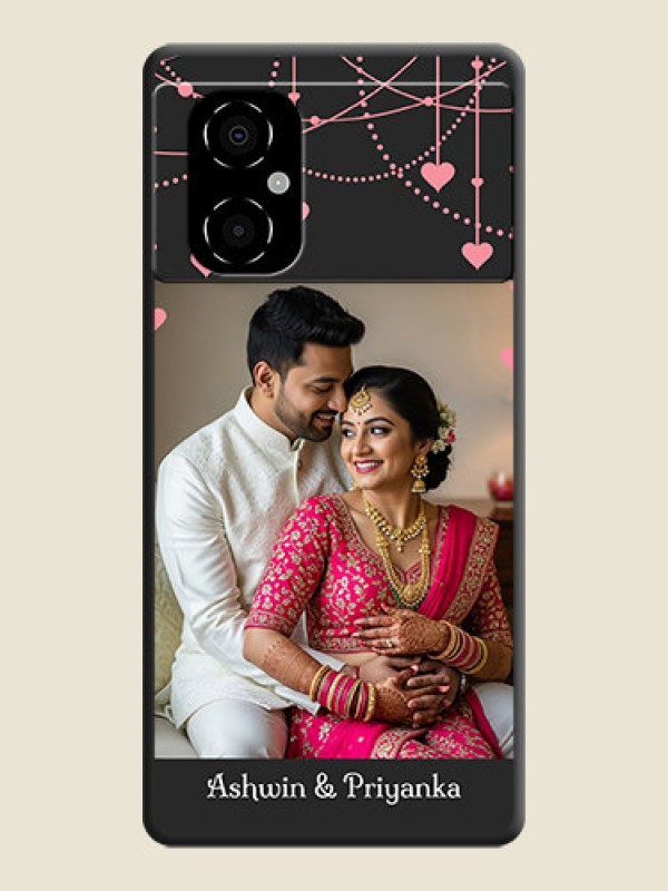 Custom Pink Love Hangings with Text on Space Black Custom Soft Matte Back Cover - Poco M4 5G